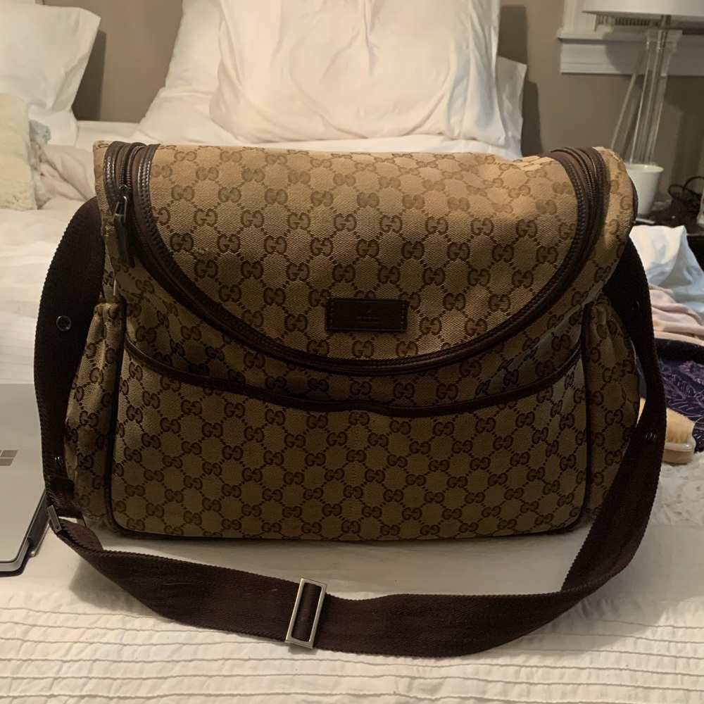 Gucci Brown Beige Monogram Baby Bag